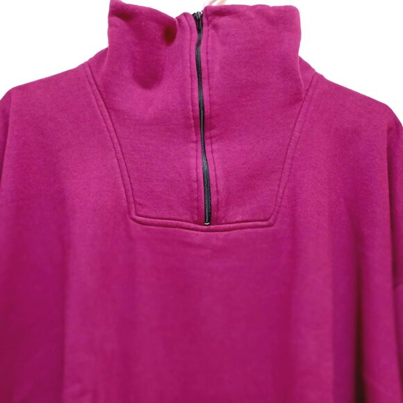 Men's Pullover Sweater. Solid Color in Wine Burgundy. Quarter Zip - Picture 3 of 8